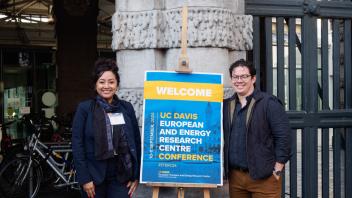 ETERC welcome sign with Natalie and Sam